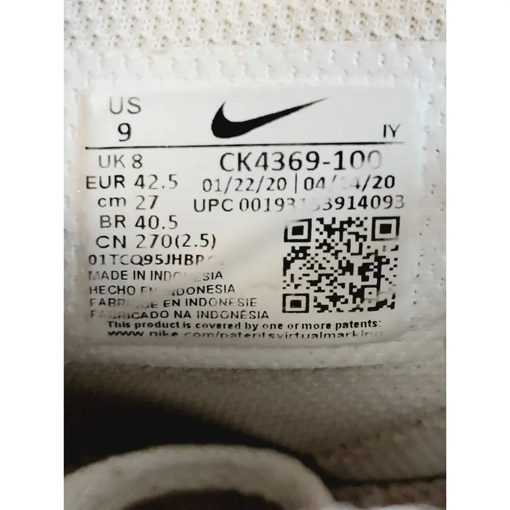 Nike Air Force 1 High Top Shoes White Black Retro CK4369-100 Men's 9 Sneakers
